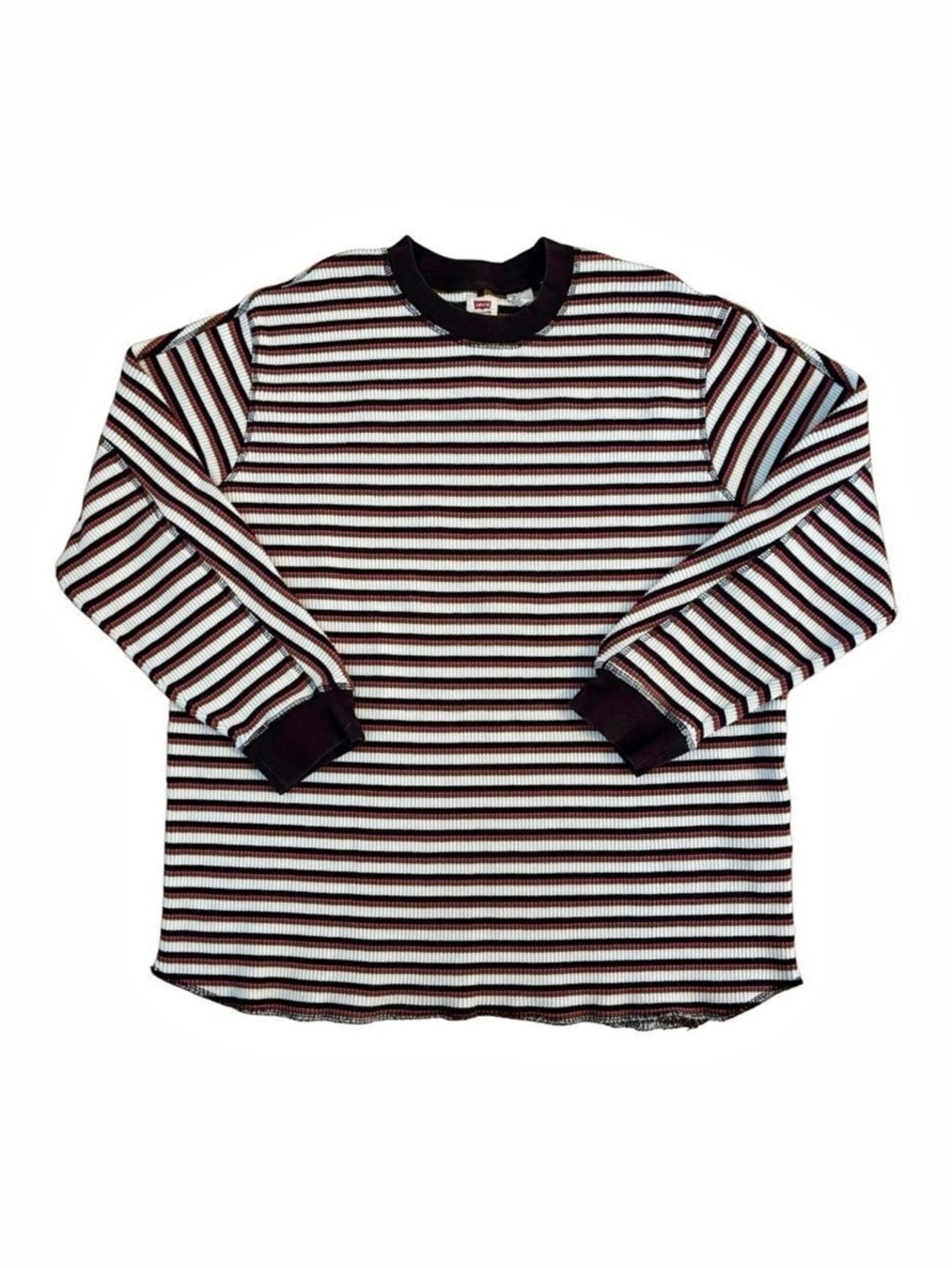 Levi's Relaxed Striped Long Sleeve Waffle Long Sleeve - Pink and Brown